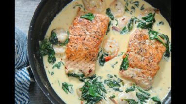 Creamy Garlic Salmon and Shrimp episode 385