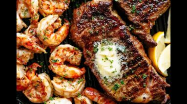 Garlic Butter Grilled Steak and Shrimp