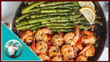 HOW TO MAKE LEMON GARLIC BUTTER SHRIMP RECIPE WITH ASPARAGUS