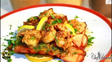 Garlic And Butter Lobster & Shrimp Jamaican Dinner | Recipes By Chef Ricardo