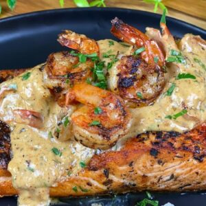 The BEST Blackened Salmon with Sautéed Shrimp- MUST TRY TONIGHT!